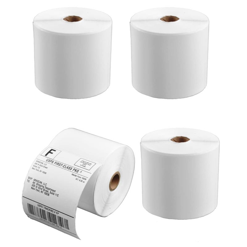 Arkscan 4 Rolls of SL450 4x6 Shipping Label (450 Pages per roll) Support Arkscan Label Printers, Compatible w/Zebra LP2844, Zp-450, Zp-500, Zp-505 and Other Brands, It's Designed for Direct Thermal, White. - Image 1